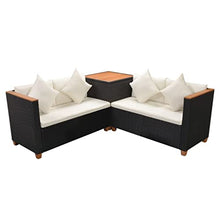 HGFDVCMR 4-Piece Patio Furniture Set, Black PE Rattan Outdoor Sofa