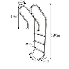 Swimming Pool Ladder Free of pre-Embedded 304 Stainless Steel Swimming Pool handrail Climbing Ladder with 3-Layer Non-Slip Ladder Swimming Pool Steps/Silver / 50×58×158cm (Silver 50×58×15
