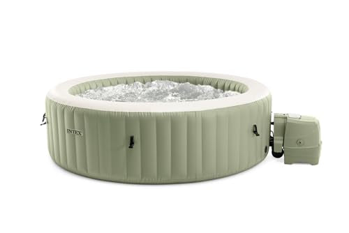 INTEX 28427EG PureSpa Bubble Massage Spa Set Outdoor Inflatable Portable Hot Tub, Includes Energy Efficient Spa Cover, Saltwater System Ready, 6 Person, 85in x 28in