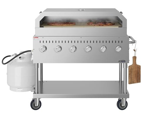 48 in. Commercial Outdoor Propane Gas Grill With Pizza Oven, ETL Listed in Stainless-Steel (CGKIT4-48P)
