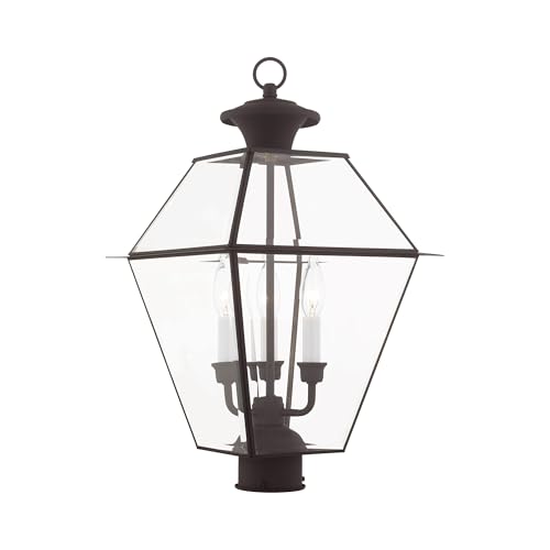 Livex Lighting 2384-07 Westover 3-Light Outdoor Post Lantern, Bronze