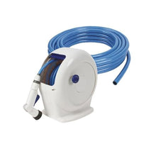Garden Hose Reel, Portable Hose Pipe Reel with 20M / 65 Feet Hosepipes, Adjustable Spray Nozzle, Compact and Lightweight for Watering Garden (Blue)