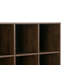 SIMPLIHOME Harper Solid Hardwood Mid Century Modern Cube Storage Bookcase with Drawers Walnut Brown