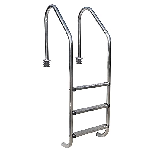Swimming Pool Handrail 304 Stainless Steel Pool Ladder for 1-1.4m Pool Tube Wall Thickness 1mm 250lbs Load Capacity/Silver / 3 Step (Silver 3 Step)