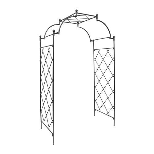 Achla Designs 106" H Graphite Powdercoat Finish Wrought Iron Lattice Tunnel Arbor