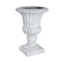 Hassyee Outdoor Antique Garden Urn Planter with Solid Base for Backyard, Park, Balcony, Flower Pot with Rustic Finish and Drainage Hole for Growing Flowers, Plants (Antique White)