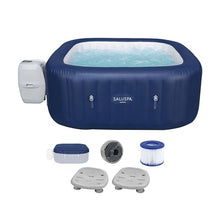 Bestway SaluSpa Hawaii AirJet Inflatable Hot Tub 6 Person with 140 Jets, Blue & Gray