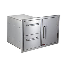 WHISTLER 33" x 22" Double Drawer and Door Combo for Outdoor Kitchen BBQ Island Stainless Steel Door and Outdoor Kitchen Drawer, Paper Holder Included
