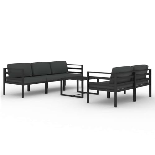 KDACVBMG 6 Piece Patio Lounge Set with Cushions Aluminum Anthracite