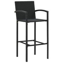 Xolmizyn 5 Piece Patio Bar Set, Outdoor PE Rattan Pub Table and 4 Stools with Tempered Glass Top, Black Garden Furniture for Backyard, Balcony, Deck