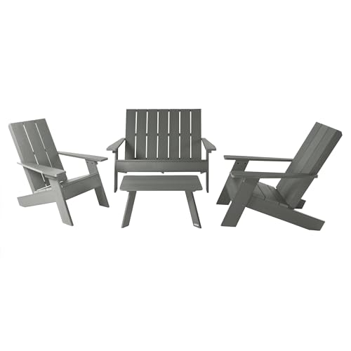 Highwood Italica Modern Adirondack 4pc Patio Set, Coastal Teak