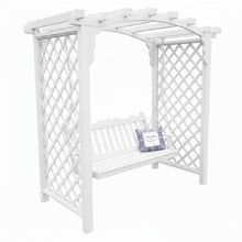 Keystone Amish Co. Newberry Cedar Garden Arbor, Heavy Duty Outdoor Wooden Archway Trellis for Climbing Plants, Amish Crafted, Made in USA & Swing, 5-Foot, White Paint