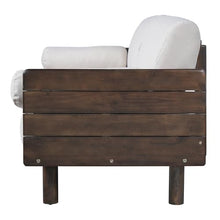 Christopher Knight Home Outdoor Acacia Wood Patio Sofa, 3 Seat Outdoor Couch with Cushions and Removable Bolster Pillows, Modern Wooden Frame Patio Furniture for Backyard Garden Poolside, Aged Teak