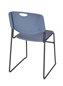 Regency Kobe 42-Inch Square Breakroom Table with 4 Zeng Stack Chairs Mahogany/Blue