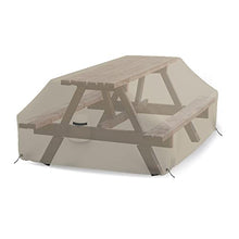 Covers & All Picnic Table Cover, 12 Oz Waterproof UV & Weather Resistant Protector, Outdoor Patio Table Bench Outside Furniture Cover with Air Vents & Drawstrings (98”L x 63”W x 37”H, Beige)
