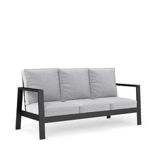 Seeheool 75" All-Weather Aluminum 3-seat Patio Sofa with Thick Light Gray Cushions & Black Frame