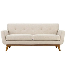 Allora Tufted Upholstered Loveseat, 78" W x 33" D x 32.5" H, Polyester Blend Fabric, Beige Finish, Cherry Rubber Wood Legs, Comfortable Cushion, Stylish Seating for Living Room or Lounge