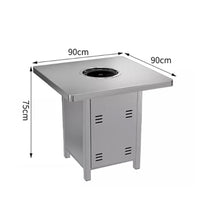 Round Bar Table Modern Bistro Pub Tables,BBQ Work Kitchen Stainless Steel Non-Slip Feet Pads Slotted Countertop Design(E90CM)