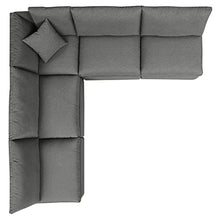Modway Commix 5-Piece Modern Fabric Patio Sectional Sofa in Charcoal