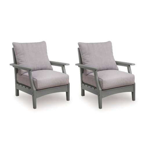 Covi Outdoor Lounge Chair Set of 2, Foam Fill Nuvella Cushions, Gray