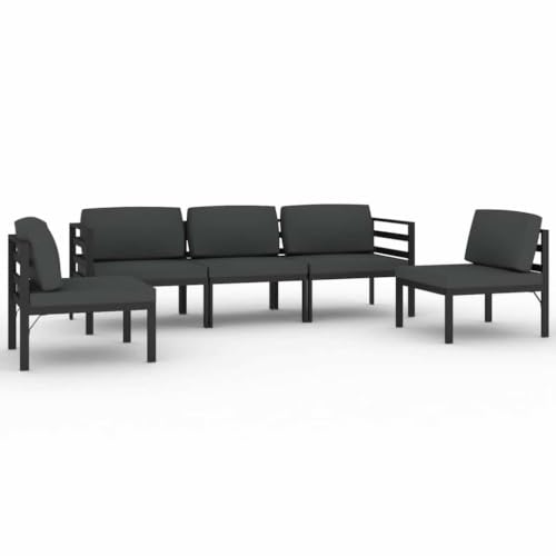 LDEWOAMEG 5 Piece Patio Lounge Set with Cushions Aluminum Anthracite