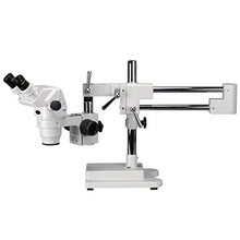 AmScope Professional Binocular Stereo Zoom Microscope 6.7X-90X with Double-Arm Boom Stand