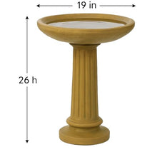Solid Rock Stoneworks Classic Collanade Concrete Birdbath – 26” Tall Outdoor Garden Accent – Heavy-Duty Cast Stone Bird Bath – Weather Resistant Yard Décor – Made in USA- Brushed Moss Stain