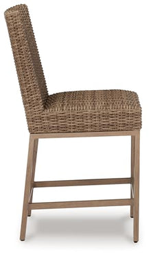 Signature Design by Ashley Walton Bridge Armless Cushioned Bar Stool Set of 2 Light Brown
