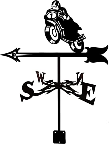 AMITVA House Decor Wind Vane Roof Weather Vane Garden Mount Yard Decoration Stainless Steel Weathervane Farm Retro Durable Outdoor Wind Direction Indicator Measuring Tool-Motorcycle Racer