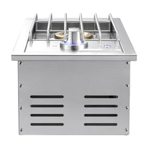 Single Grilling Side Burner, Stainless Steel Grill with Lid & Electronic Ignition, 17,000BTU Propane & Natural Gas BBQ Burner for Outdoor Kitchen Island Backyard Patio Entertaining
