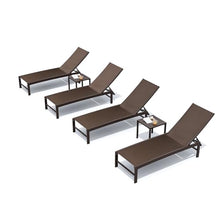 Crestlive Products 4PCS Outdoor Chaise Lounge Chairs Set with Side Tables, Adjustable Recliner Brown