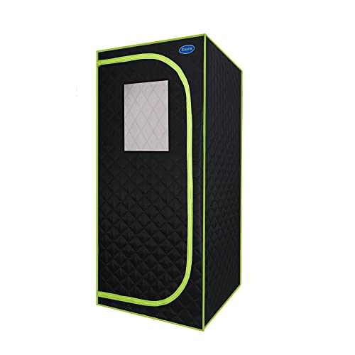 WEALTHOME Portable Infrared Sauna Tent,Plus Type Full Size Far Infrared Sauna Tent. Spa, Detox,Therapy and Relaxation at Home.Larger Space,Stainless Steel Pipes Connector-Black