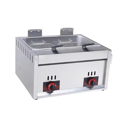 EliteBloom 12L Two Tank Outdoor Desktop Gas Fryer, Propane Fryer with Adjustable Temperature Regulator for Commercial Coal Powered Liquefied Petroleum,