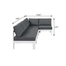 Outdoor Escape Gray Fabric Outdoor Patio Modular Sectional, Weather-Resistant Upholstery, Cushioned Seating, Comfortable Backrest