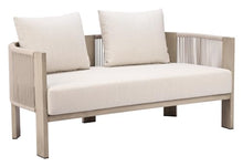 Zuo Sunlit Springs Sofa Gray, Beige Sofa, Modern Style, Patio Furniture, Outdoor Fabric, Seats up to 2, Aluminum, Outdoor Living, 59.1" W x 31.5" D x 32.3" H, Non-Stackable