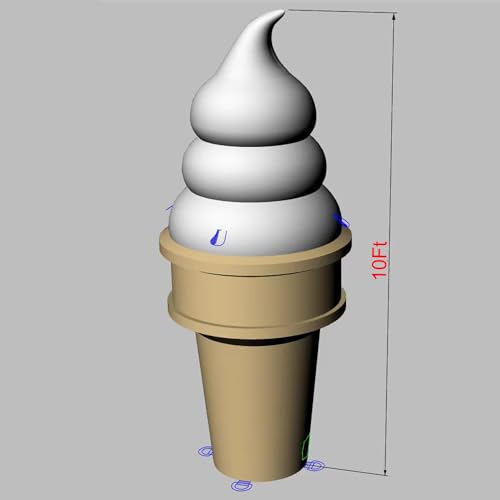 YBZCHLM Giant Inflatable Ice Cream Cone with Lights Khaki & White 10Ft H