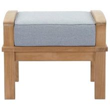 Modway EEI-1152-NAT-GRY-SET Marina Premium Grade A Teak Wood Outdoor Patio Ottoman, Natural Gray