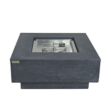 Elementi Manhattan 36 Inch Concrete Outdoor 45,000 BTU Square Natural Gas Ignition Patio Fire Pit Table with Lava Rock and Canvas Cover, Dark Grey, (OFG103DG-NG)
