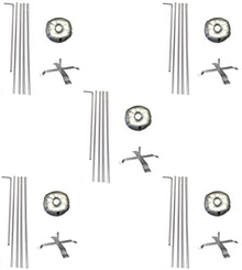 Global Advertising Solutions Rectangle Feather Flag Telescoping Hardware 15ft 5 Piece Pole Kits with Cross-Base and Weight-Donut Hardware Only. (Pack 5)
