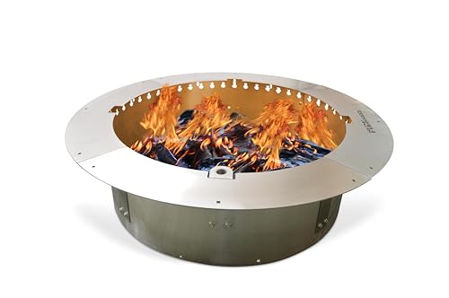 Firebuggz Heavy Duty Smokeless Stainless Steel Fire Pit Ring Insert for Outdoors - 29" Round Insert, 37" Outside Flange, 10" Height