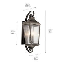 Kichler Three Light Outdoor Wall Mount Bronze/Dark