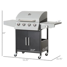 4-Burner Propane Gas Grill with, Outdoor BBQ Grill with Built-in Thermometer, Storage Cabinet, for Backyard Patio & Family BBQ