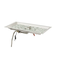 The Outdoor GreatRoom Company Linear Crystal Fire Plus Electronic Ignition Fire Pit Burner Kit (CFP1224DSILP), 12x24-Inches, Propane
