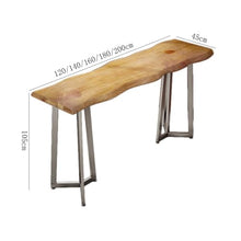 HYgloF Long Wooden Bar Table with Metal Frame Counter Height for Kitchen Dining Living Room Bar Table with Storage(140x45x105cm)