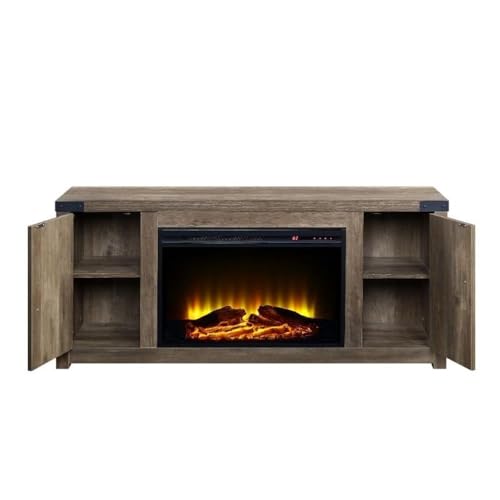 Acme Tobias Fireplace in Rustic Oak Finish