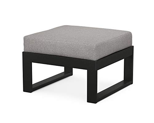 POLYWOOD® Edge Modular Deep Seating Ottoman, Black/Grey Mist