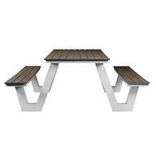 Pangea Home Lukas Picnic Table, White Frame and Grey Polyresin