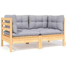 WEHUOSIF 9-Piece Garden Lounge Set with Grey Cushions, Solid Pinewood Frame and Polyester Upholstery, Modular Outdoor Seating for Patio Balcony