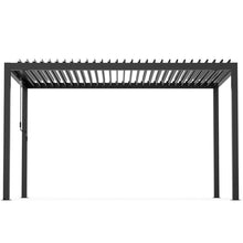 Adjustable Louvered Pergola with Crank-Controlled Roof & Integrated Drainage for Garden Patio, Heavy-Duty Patio Cover with Galvanized Steel Louvers for Backyard Party (10 x 13 FT+Steel Louvers)