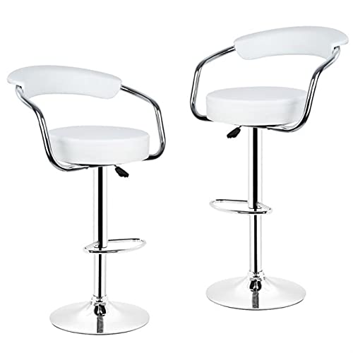 Bar Chair Bar Stools Set of 2 Bar Chair Modern Fashion Round Swivel Chair Pub Bar Stool Furniture Modern Living Room Home Office Kitchen Chair, White Adjustable Bar Stools ( Color : White )